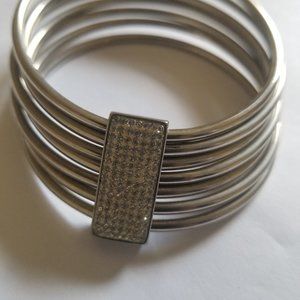 Stacked Shimmer Silver Cuff Bracelet